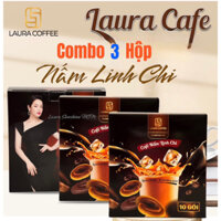 3 Hộp Cafe Laura Nấm Linh Chi hộp 10 gói