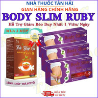 3 hộp viên uống Body Slim Ruby hỗ trợ giảm béo, hộp 30 viên ( tặng 1h trà búp ổi)