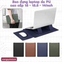 3 in 1 Bao da laptop Macbook Laptop Surface đa năng giá đỡ, lót chuột da PU cao cấp kiêm giá đỡ kệ đỡ laptop 13 14"