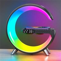 3 in 1 Newest Wireless Speaker Led Smart Blue Tooth Sound Atmosphere Lamp G-shaped Wireless Charger With Clock Night Lig