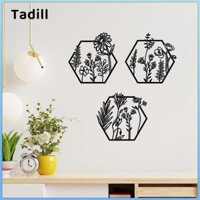 3 Kim Loại Hoa Trang Trí Tường Bộ Sưu Tập Trang Trí Nhà Cửa 12.60inch Hình Học Hoa Đen Nghệ Thuật Treo Tường Cho Phòng Khách