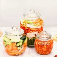 [3 lọ kim chi] hộp đựng kim chi cho sử dụng tại nhà, chai thủy tinh dày, lọ kín, thùng ngâm, rau muối, chai rỗng ngâm