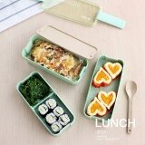 3 lớp Nhật Bản Slim Hộp Cơm Hộp Đựng Thực Phẩm Lunchbox có Thìa Lò Vi Sóng An Toàn KHÔNG CHỨA BPA-quốc tế