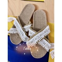 3 mẫu Dép cói quai ren phối viền style bánh bèo🌸