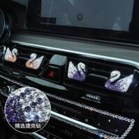 (3 màu) Sét hộp 2 Nước Hoa Ô Tô Cài Cửa Gió Hình Thiên Nga Đính Đá Sang Trọng