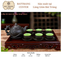 (3 MẪU)Ấm chén Tử sa Bát Tràng,đất nung đỏ,men Đen:ĐẮP hoa Lan,cây Tùng,hoa Sen