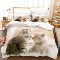 3 Miếng Mèo Thoải Mái Bao Nữ Kích Thước Nữ Hoàng Cho Nữ Bộ Chăn Ga Gối In 3D Động Vật Họa Tiết Duvet Cover Setwith 2 Vỏ Gối Microfiber Trẻ Em Thú Cưng Trải Giường Bao Dây Kéo