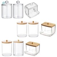 3 Miếng Qtip Giá Đỡ Hộp Đựng Trang Điểm Có Nắp Tổ Chức Di Động Đa Năng Lưu Trữ Bình Cho