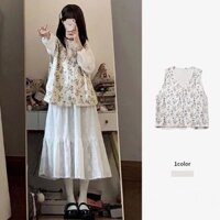 3 Món mùa Thu Đông váy midi áo sơ mi tiểu thư phối ngẫu gile hoa,set Nàng thơ,váy áo nữ sinh