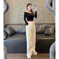 3 SIZE 45-62KG TÙY CHIỀU CAO] MÃ 522 QUẦN JEAN LƯNG THUN TÚI HỘP DÂY RÚT MẶC  HỢP THỜI SIÊU HOTDÀI 102CM, ỐNG QUẦN RỘN