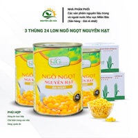 3 Thùng Ngô Ngọt Nguyên Hạt 24 Lon F&G - Hàng xuất khẩu hạt to đều dùng Ăn chay, Salad, Các món xào