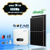 [3 triệu - 4 triệu TIỀN ĐIỆN] 10 tấm pin Jinko 555Wp + Inverter Sofar 6kW