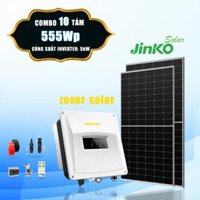 [3 triệu - 4 triệu TIỀN ĐIỆN] 10 tấm pin Jinko 555Wp + Inverter Zever 5kW