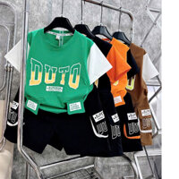 (30-42KG) Bộ quần áo cotton túi hộp phối in chữ DUTO cho bé trai