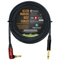 30 Foot - Gotham GAC-1 Ultra Pro - Premium Low-Cap (21 pf/F) Guitar Bass Instrument Cable w/Neutrik Gold Straight to Angled (Silent Plug) ¼ inch (6...