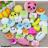 30 móc khóa squishy dẻo hình thái ngẫu nhiên