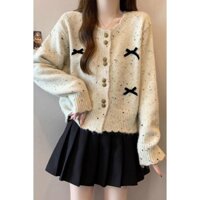 30 Ngày 1119 Miếng Hàn Quốc Cô Gái Ngọt Ngào Phong Cách Chanel Áo Len Cổ Tròn Mùa Hàng Đầu Nơ Ba Chiều Mỏng Hơn Nhìn Áo Len Dài Tay Cardigan Đọc✨2025✨0315