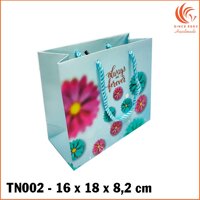 30 Túi giấy xách dây ngang nhỏ TN002 - cao 16 x ngang 18 x rộng 8.2 cm - đựng quà tặng - Phượng Hoàng