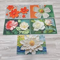 [300] Thảm Chân Vải Chữ Nhật - Hoa 5D