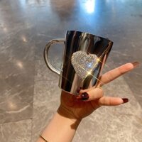 300ml dán Kim Cương tình yêu cốc nước 304 cốc cà phê thép không gỉ cốc cốc hình trái tim