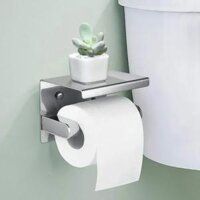 304 Stainless Steel Toilet Paper Holder with Phone Shelf, Bathroom Tissue Holder Toilet Paper Roll Holder