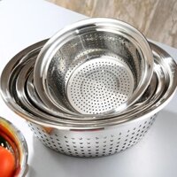 304Chậu Rửa Rau Inox, Chậu Thoát Nước, Trái Cây Vo Gạo Siêu Dày, Chậu Đa Năng Gia Vị, Chậu Rò Rỉ Cấp Thực Phẩm