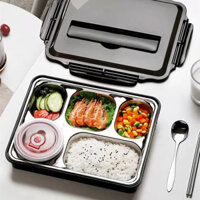304Hộp Cơm Hộp Cơm Giữ Nhiệt Bằng Thép Không Gỉ Hộp Cơm 4 Ngăn 5 Ngăn Hộp Cơm Khay Ăn Trẻ Em