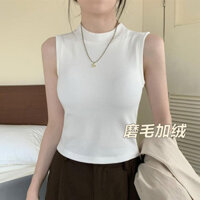 [3055 Bộ sưu tập người] Áo Vest nữ cổ cao dày chải mùa thu đông có đệm ngực Giữ ấm bên trong Trận đấu mỏng vừa vặn Áo sơ mi đáy màu trơn Top 3.16