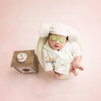 3057 Người Bộ Sưu Tập Một Tháng Trăm Ngày Cho Bé Ảnh Áo choàng Tắm Trắng San Hô Lông Cừu Áo choàng Tắm Váy Ngủ Sơ Sinh Bé Chụp Ảnh Costu