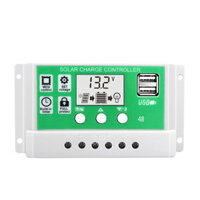 30A 12V/24V Solar Charge Controller Lithium Battery LCD Display USB Charged Solar Panel Charger