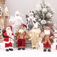 30cm Santa Claus Christmas Figurine Figure Decoration with Gifts Bag and 2 Bells for Holiday Party Home Decoration