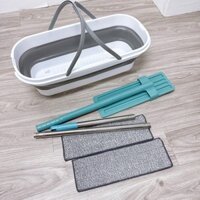 [30]Combo Cây Vắt Phẳng Xanh (2 bông) + Xô Gấp Gọn