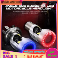 30W With Fans H4 BA20D Blue/Red Angel Eye LED Motorcycle Headlight Scooter Motorbike Headlamp Light Bulb DRL Accessories Worldmu