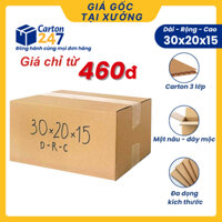 30x20x15 COMBO 100 Hộp thùng giấy carton đóng hàng kích thước lớn giá rẻ - Carton 247