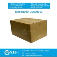 30x20x17 Combo 100 hộp carton, thùng giấy cod đóng hàng, hộp bìa carton đóng hàng giá rẻ