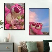 30x40x0.9cm Gấu Dâu Hồng Tranh Trang Trí Phòng Khách Phòng Ngủ Trẻ Em Bố Trí Phòng Trang Trí Treo Tranh Treo Tường Poster Trang Trí Tường Nghệ Thuật Vẽ Nền Treo Tường Tranh