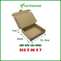 31,5x26x7 - 25 hộp carton nắp gài hông có tai khóa, cứng cáp, giấy tốt