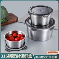 316Hộp Giữ Tươi Bằng Thép Không Gỉ Hộp Cơm Hộp Súp Có Nắp304Hộp Cơm Inox Hình Tròn, Hộp Cơm Kín, Hộp Dã Ngoại