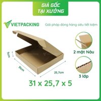 31x25,7x5 - 25 hộp carton nắp gài hông đẹp, vuông vức đựng quần áo V1088