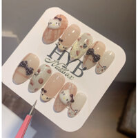 320 Nailbox thiết kế cover Hello Kitty mắt mèo nơ xinh , nail brown , nail y2k , cat eye