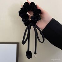 [3294 Đánh giá tích cực] Dây buộc tóc ruy băng lớn hình hoa tulip nhung, kiểu tóc đuôi ngựa thanh lịch, phụ kiện tóc mới siêu cổ tích