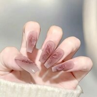 3347 Người Bộ Sưu Tập Gradient Siêu Cổ Tích Mờ Bướm Làm Móng Tay Dài Ánh Sáng Sang Trọng Giả Móng Tay Hoa Hồng Miếng Dán Thành Miếng Dán Móng Tay 3.24