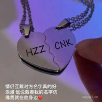 [3359 Đã mua lại] Dây chuyền đôi trái tim khắc tùy chỉnh miễn phí, quà tặng cặp đôi bạn bè thân thiết, mặt dây chuyền bằng thép titan không phai màu