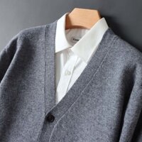 3361 Người Bộ Sưu Tập Earldos Xuân Thu Len Cardigan Nam Cổ Chữ V Dài Tay Áo Len Rời Áo Dệt Kim Thường Ngày