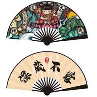 33cm Quốc Gia Hợp Thời Trang Ngôn Ngữ Quạt Truyện Tranh Cổ Vải Lụa Chống Thấm Nước Đĩa Hai Mặt Quạt Gấp Quạt20250328