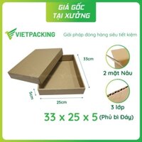33x25x5 - 20 hộp carton nắp rời, hộp âm dương, giấy cứng, đựng quần áo thời trang V1079