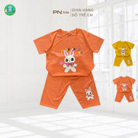 [34-40kg] Set bộ áo thun quần lửng thỏ con bé gái cá  chất liệu 100% cotton
