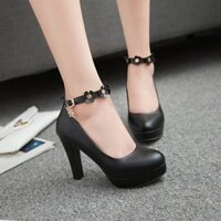 34-43 Kích Thước lolita lolita lolita Giày Đơn 10cm Khóa Phẳng Hoa Ngọt Ngào cos Cô Gái Mềm Mại Gợi Cảm Siêu Cao Gót Giày Da