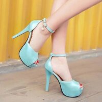 34-48 Kích Thước Mùa Hè Phong Cách Mới Nền Tảng Chống Thấm Nước Gợi Cảm Hộp Đêm Mở Ngón Chân Stiletto Khóa Dép Tiệc 12cm Siêu Cao Gót Nữ