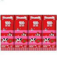 (341) VINAMILK sữa tươi hương dâu 180ml - Hộp